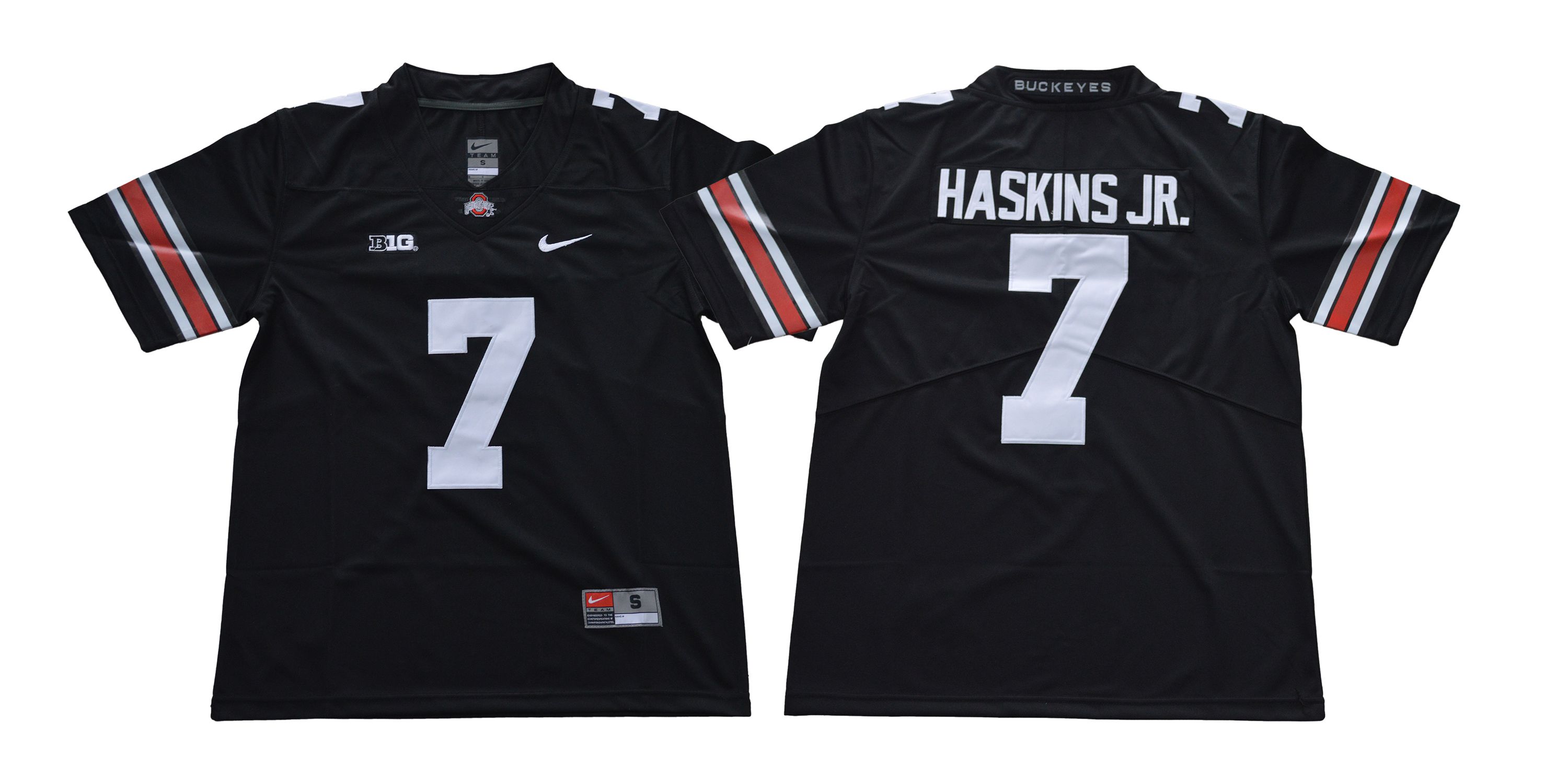 Men Ohio State Buckeyes #7 Haskins jr Black white Nike NCAA Jerseys->ncaa teams->NCAA Jersey
